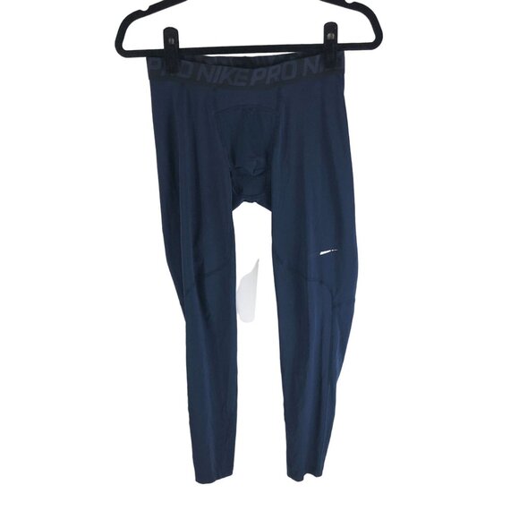 Nike Pro Dri-Fit Mens Compression Leggings Athletic Wear Navy Blue M - Picture 1 of 4